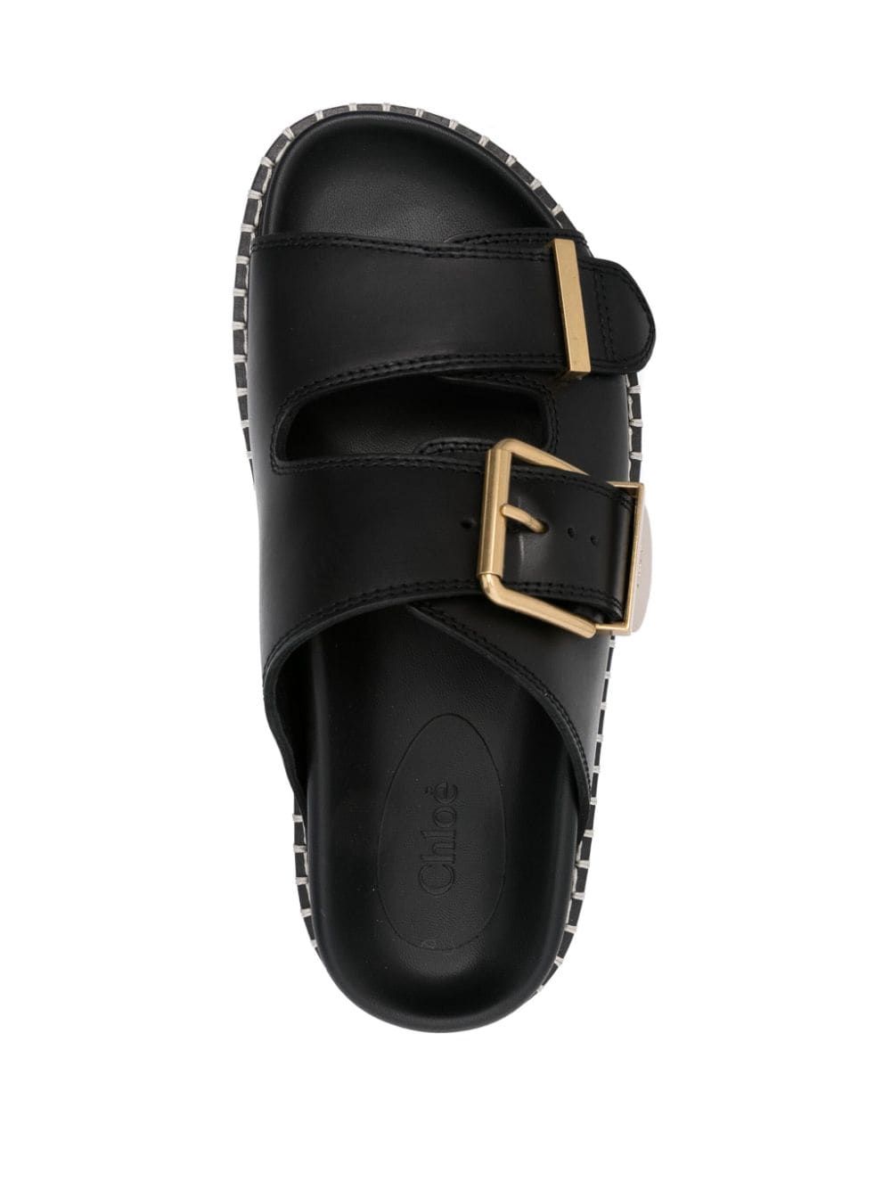 CHLOÉ Black Buckled Flat Sandals for Women