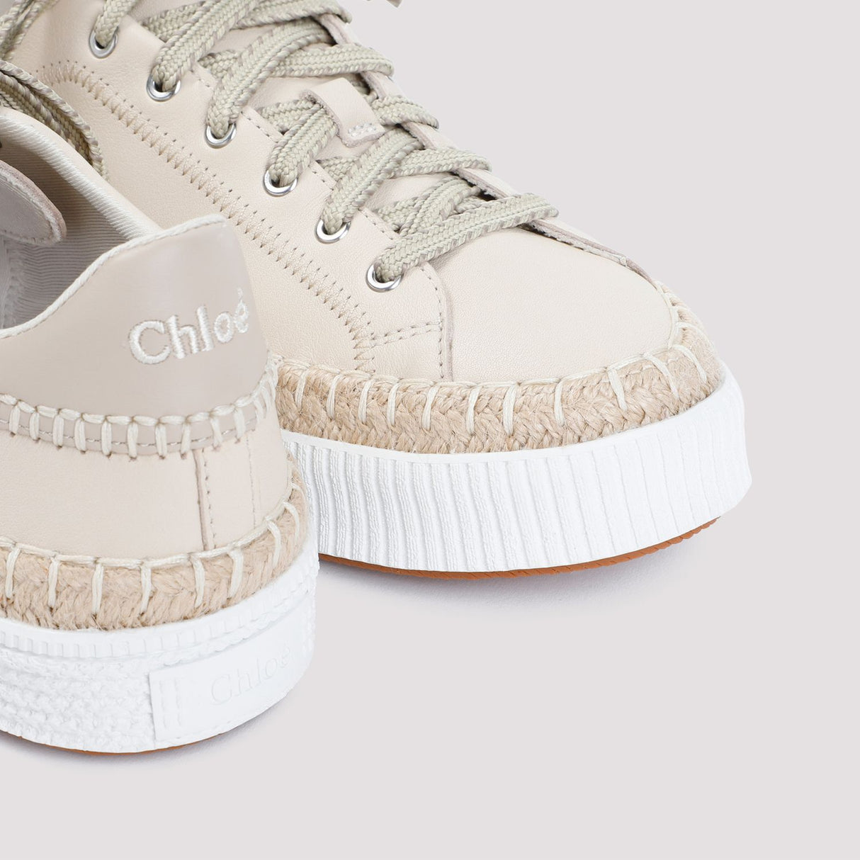 CHLOÉ NUDE & NEUTRALS LEATHER SNEAKERS FOR WOMEN