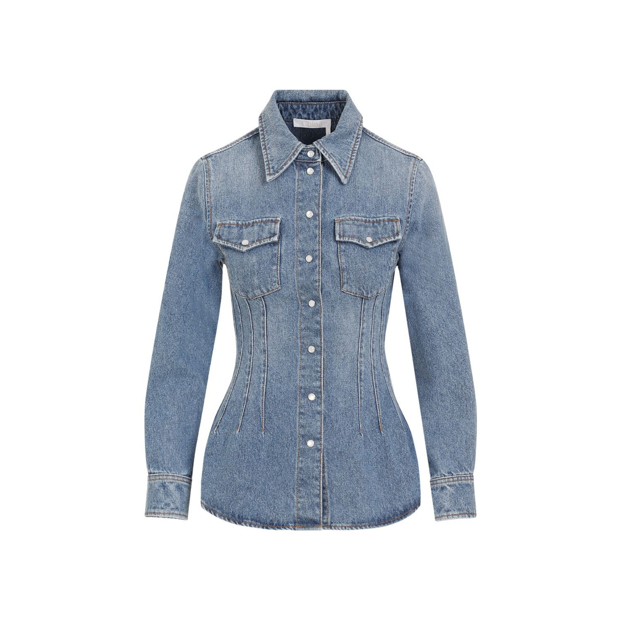 CHLOÉ Waisted Denim Shirt in Blue for Women - SS24 Collection