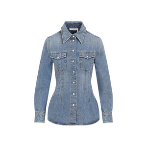 CHLOÉ Waisted Denim Shirt in Blue for Women - SS24 Collection