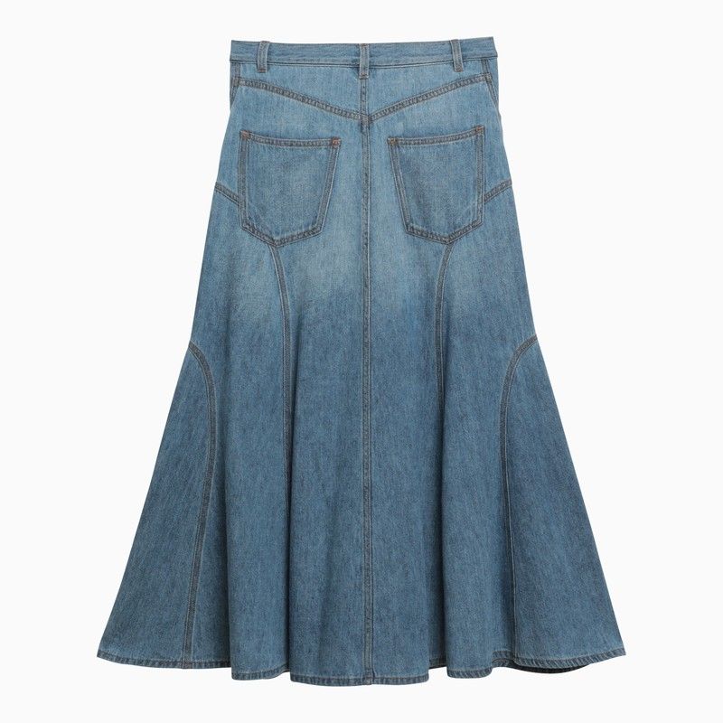 CHLOÉ Floral Embroidered Flared Denim Skirt