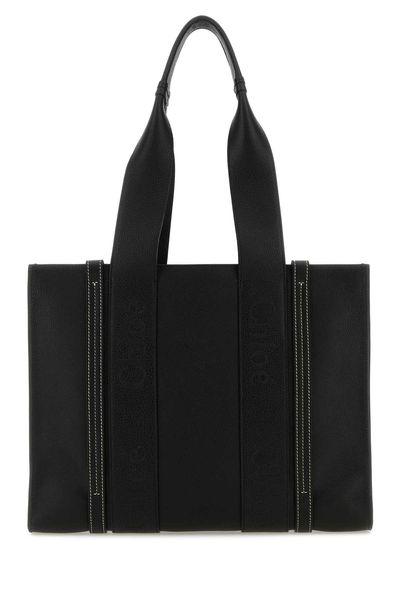 CHLOÉ Black Logo-Printed Tote Handbag for Women (SS24)