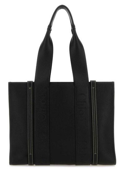 CHLOÉ Black Logo-Printed Tote Handbag for Women (SS24)