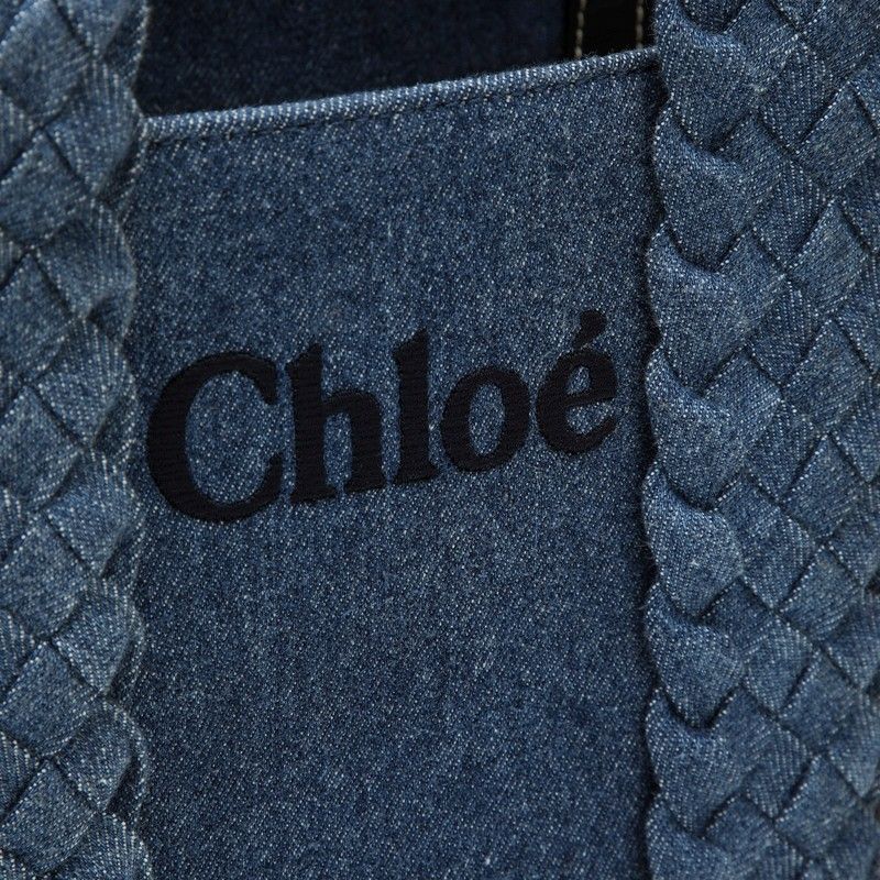 CHLOÉ Medium Woody Denim Tote Handbag