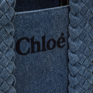 CHLOÉ Medium Woody Denim Tote Handbag