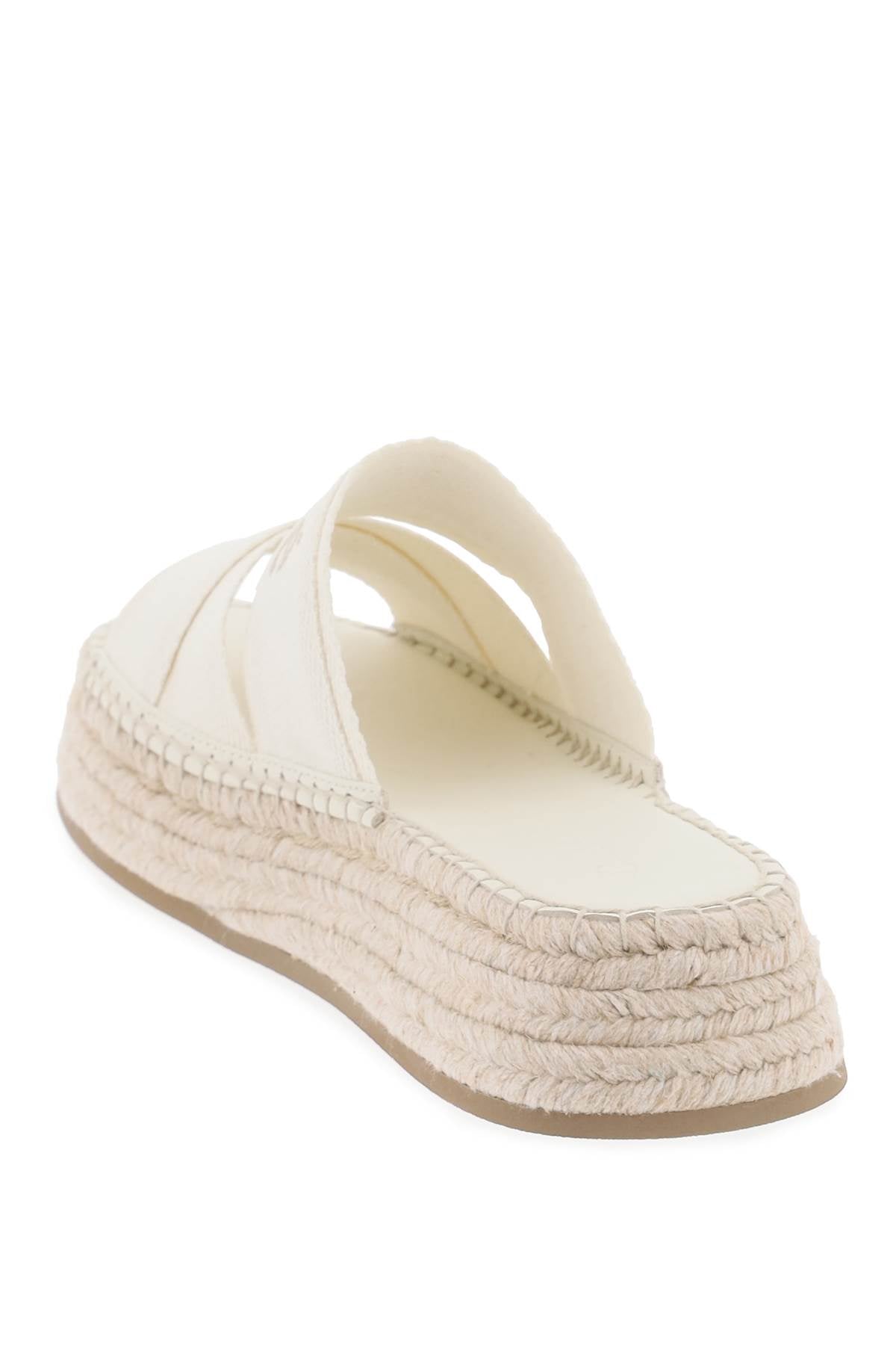 CHLOÉ Ivory Criss-Cross Sandals with Logo Detail and Espadrille Heel