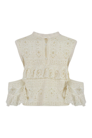 CHLOÉ Crochet Knit Top with Ruffles