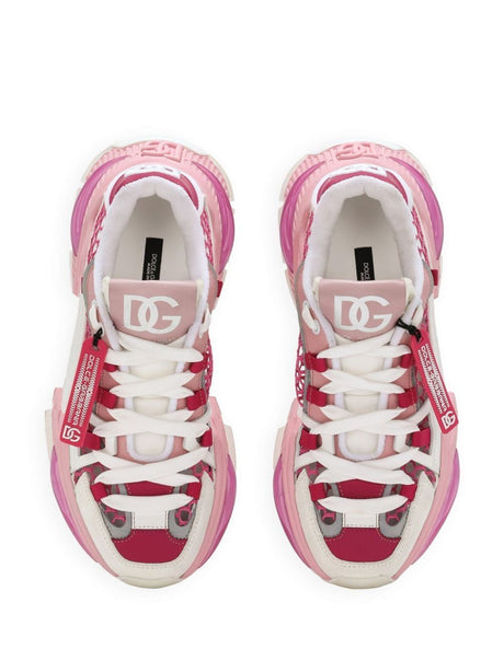 DOLCE & GABBANA Fuchsia and White Low Top Sneakers for Women - SS24 Collection