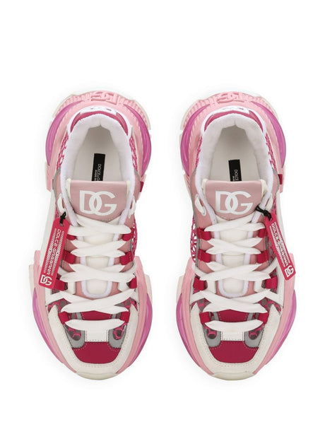 DOLCE & GABBANA Blush Pink/White Mesh Sneakers for Women