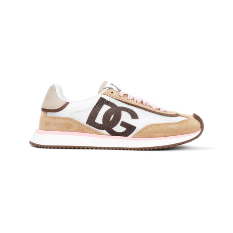 DOLCE & GABBANA Chic White Combi Sneakers with Cocoa Logo for Women