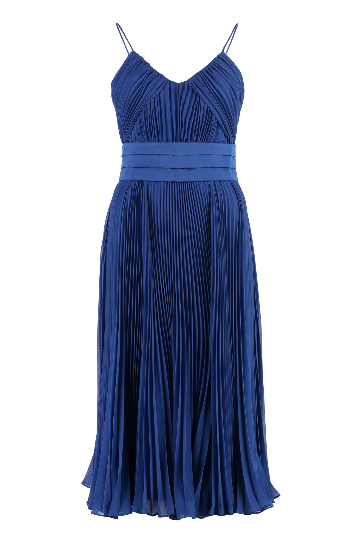 MAX MARA Blue Cross Back Pleated Midi Dress for Women - SS23 Collection