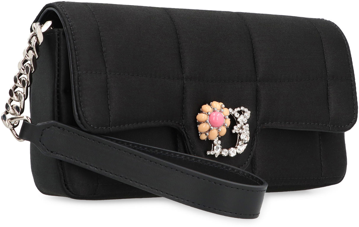 DSQUARED2 Quilted Satin Clutch with Embellished Details for Women