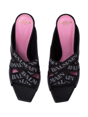 BALMAIN Luxurious Lamb Skin Noir Sandals