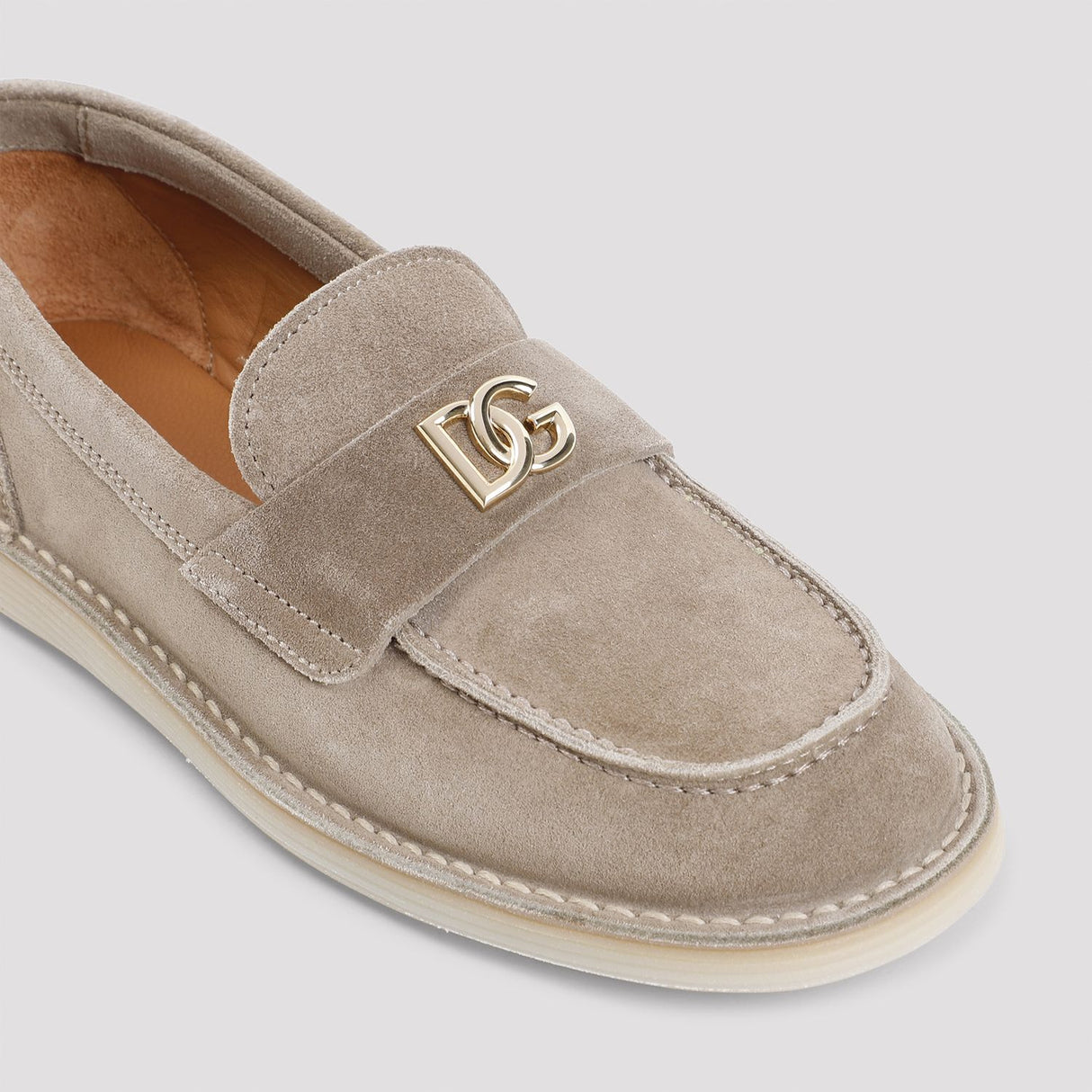 DOLCE & GABBANA Elegant Grey Leather Loafers