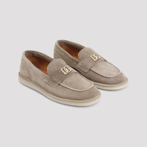 DOLCE & GABBANA Elegant Grey Leather Loafers