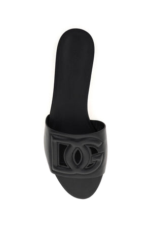 DOLCE & GABBANA Cut-Out Logo Leather Slide Sandals