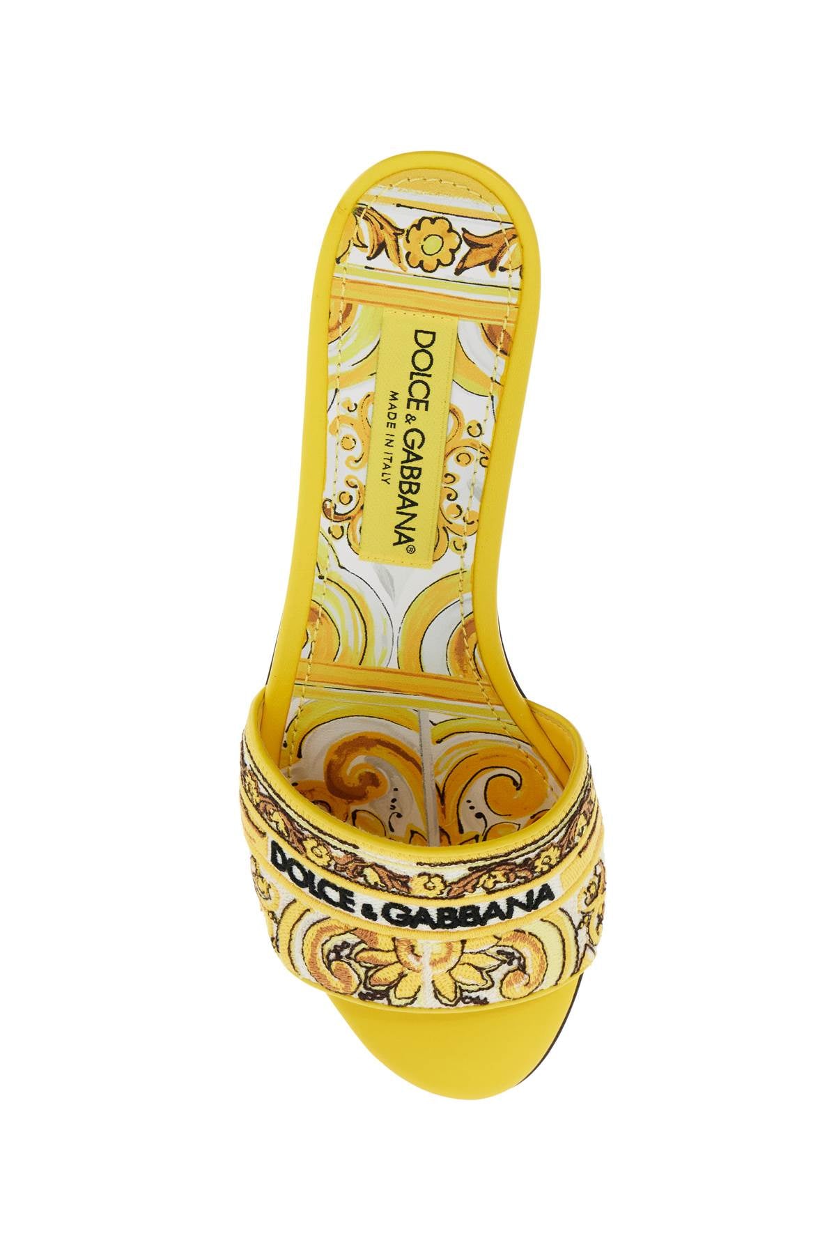 DOLCE & GABBANA Embroidered Maiolica Motif Slide Sandals for Women