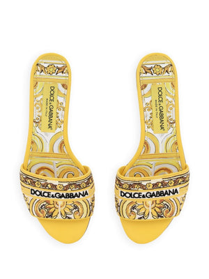 DOLCE & GABBANA Majolica Patterned Flat Sandals