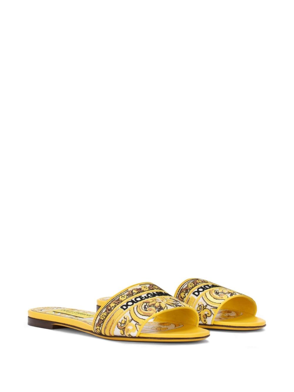 DOLCE & GABBANA Majolica Patterned Flat Sandals