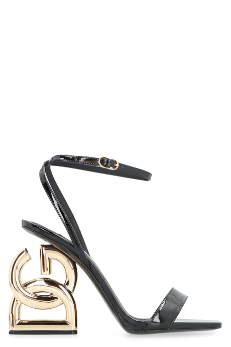 DOLCE & GABBANA Chic Mini Patent Leather Sandals with Crossed Logo Heel