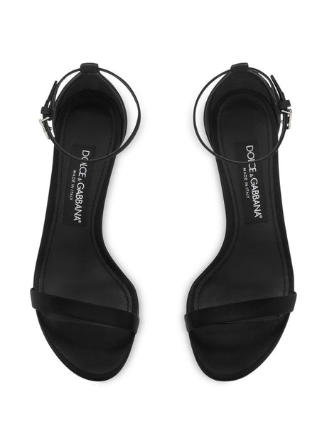 DOLCE & GABBANA Classic Black Satin Heel Sandals for Women
