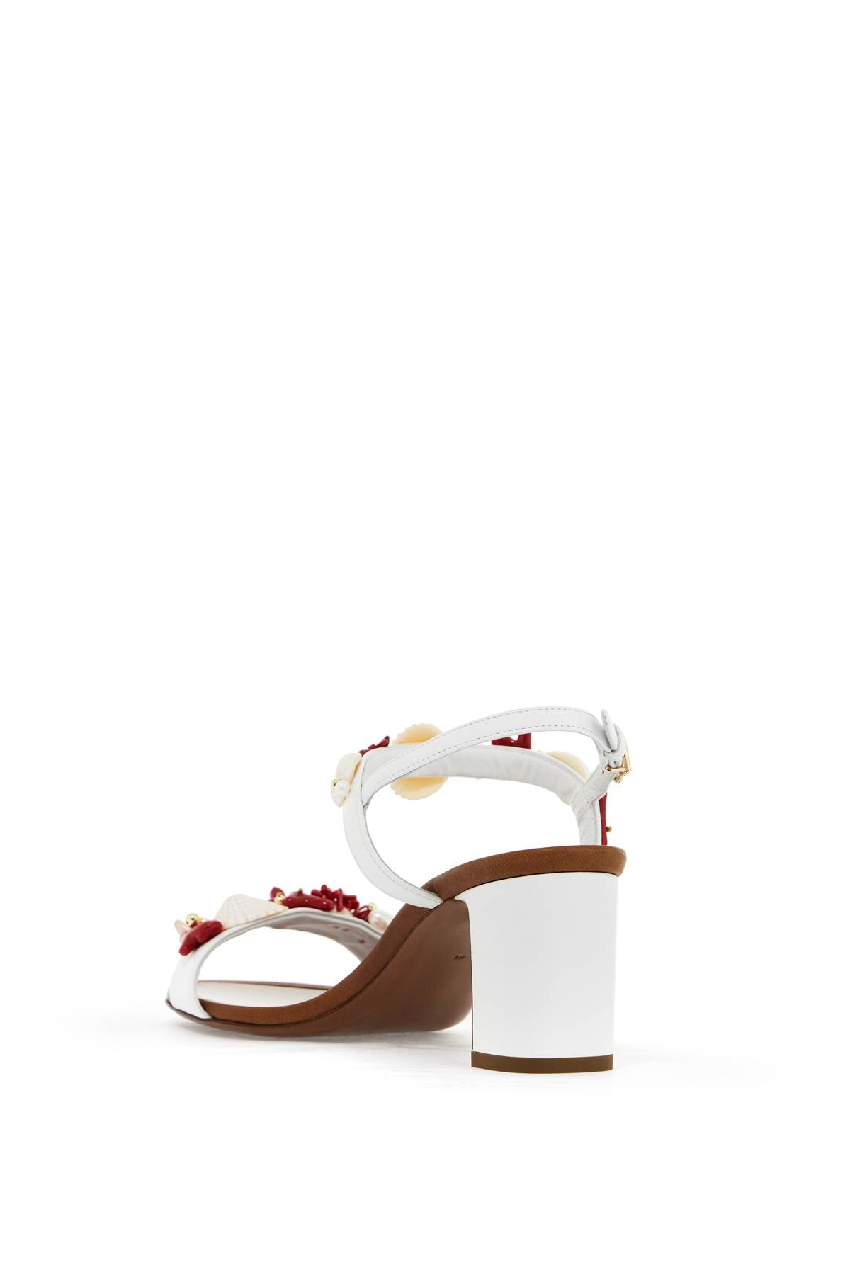 DOLCE & GABBANA Coral-Embellished Nappa Leather Sandals for Women