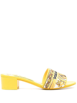 DOLCE & GABBANA Majolica Motif Embroidered Heel Sandals