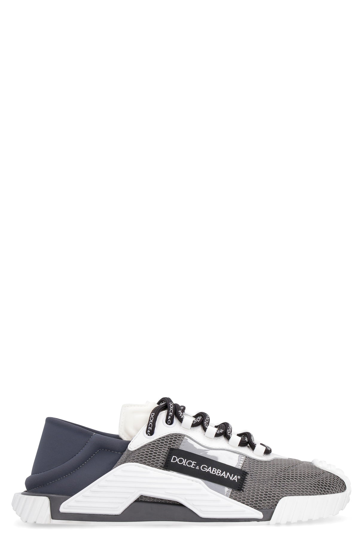 DOLCE & GABBANA Men's Neoprene and Mesh Technical Fabric Sneakers with Leather Details and Reflective Bands