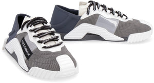 DOLCE & GABBANA Men's Neoprene and Mesh Technical Fabric Sneakers with Leather Details and Reflective Bands