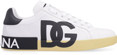 DOLCE & GABBANA Leather Portofino Sneaker with DG Logo for Men