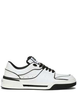 DOLCE & GABBANA Men's Leather Low-Top Sneakers with Contrasting Trim