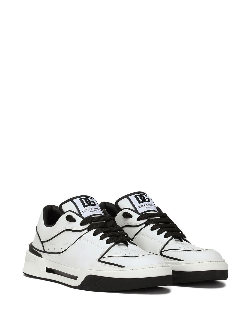 DOLCE & GABBANA Men's Leather Low-Top Sneakers with Contrasting Trim