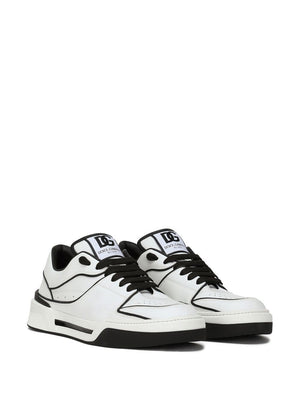 DOLCE & GABBANA NEW ROME Sneaker in White Calfskin with Black Trims for Men (FW23)