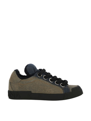 DOLCE & GABBANA Men's Denim Patchwork Sneakers