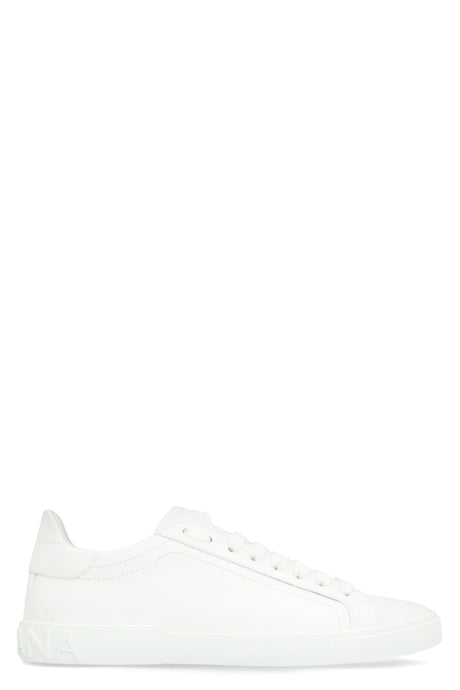 DOLCE & GABBANA Portofino Vintage Leather Low-Top Sneakers