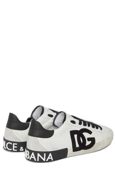 DOLCE & GABBANA Men's Portofino Leather Low-Top Sneakers - White