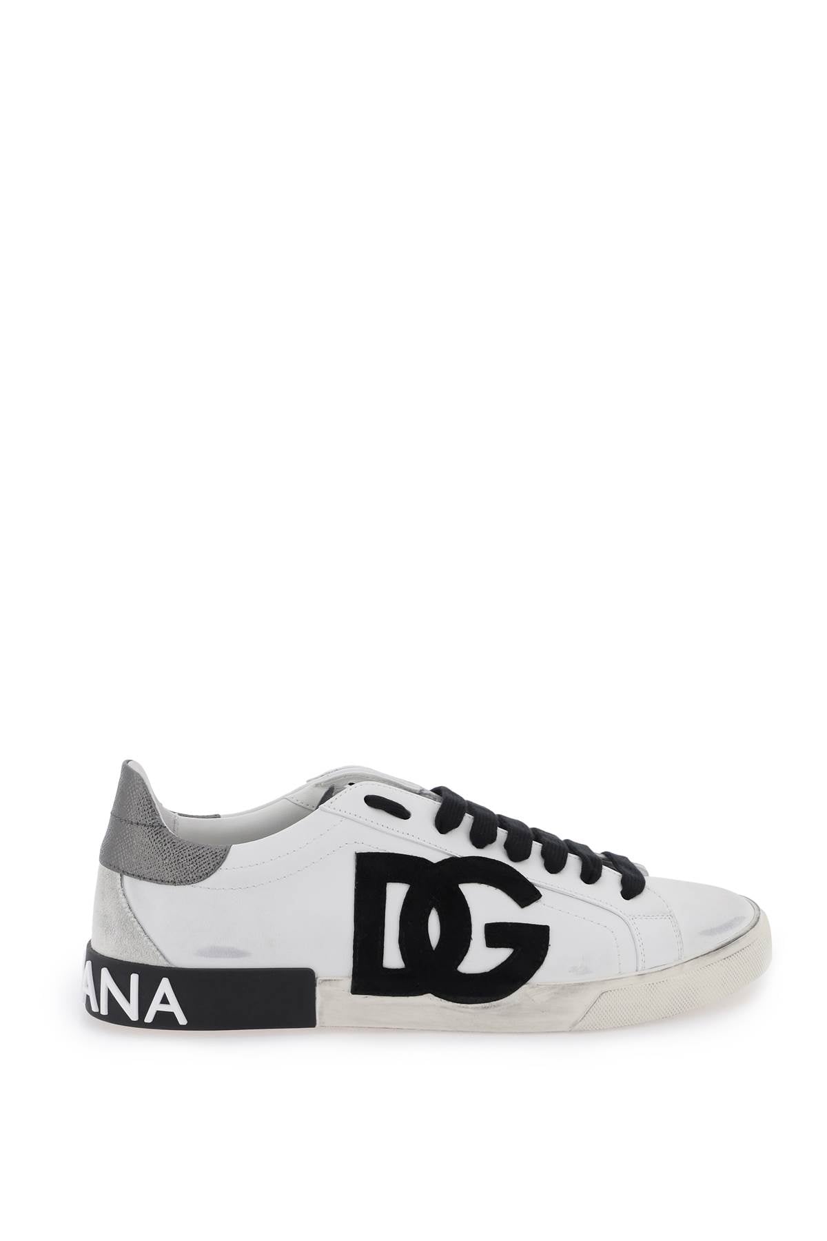 DOLCE & GABBANA Men's White Leather Low-Top Sneakers for FW23