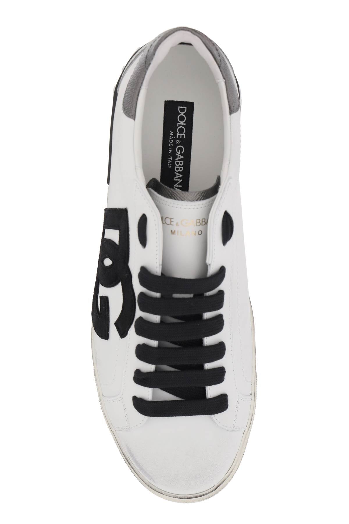 DOLCE & GABBANA Men's White Leather Low-Top Sneakers for FW23