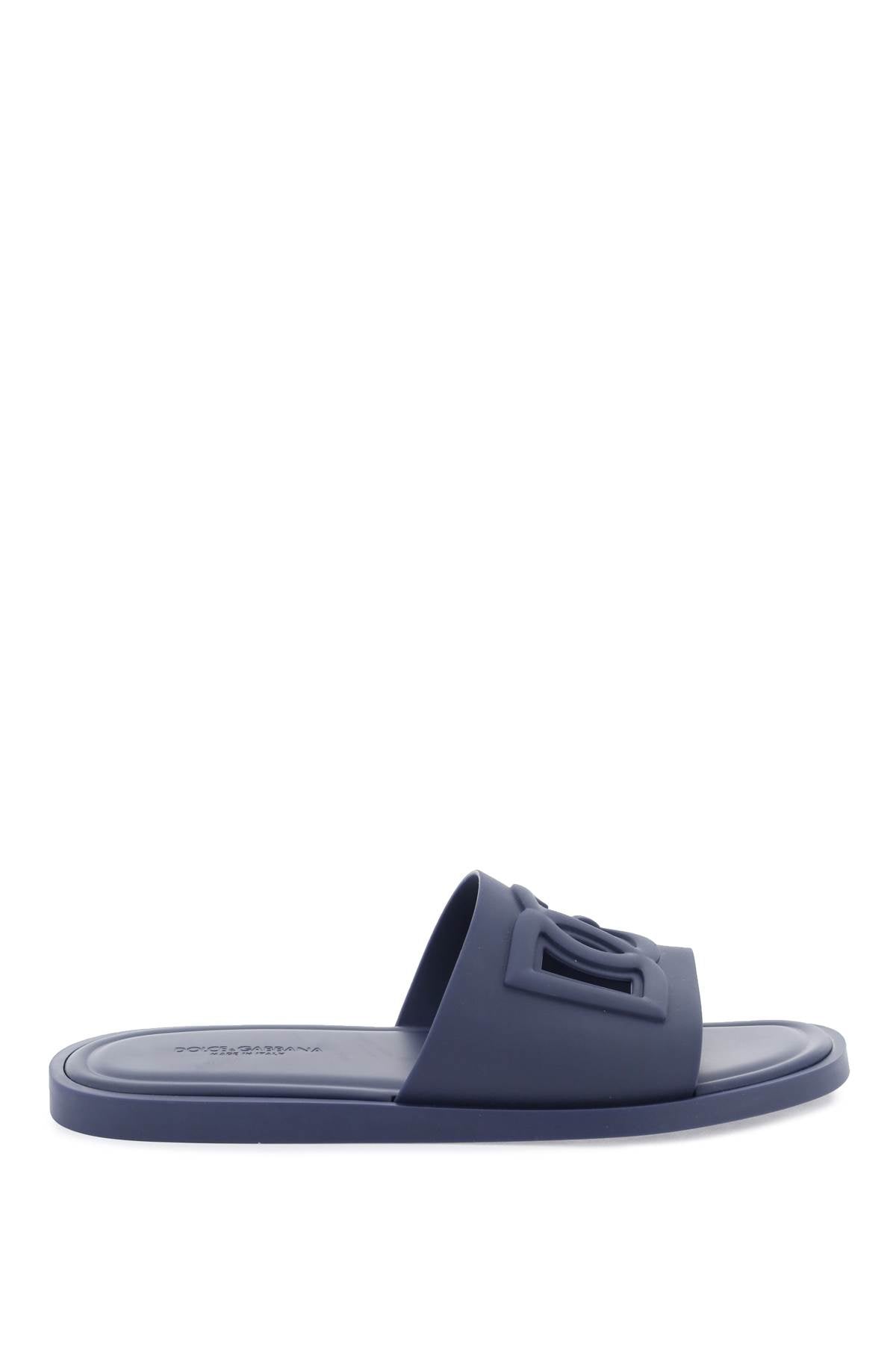 DOLCE & GABBANA Blue Rubber Cut-Out Slide Sandals for Men