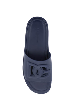 DOLCE & GABBANA Blue Rubber Cut-Out Slide Sandals for Men