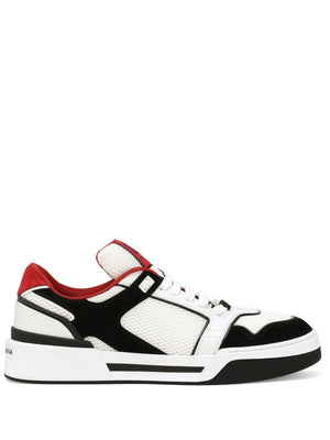 DOLCE & GABBANA Black Leather Panelled Sneakers for Men - SS24 Collection