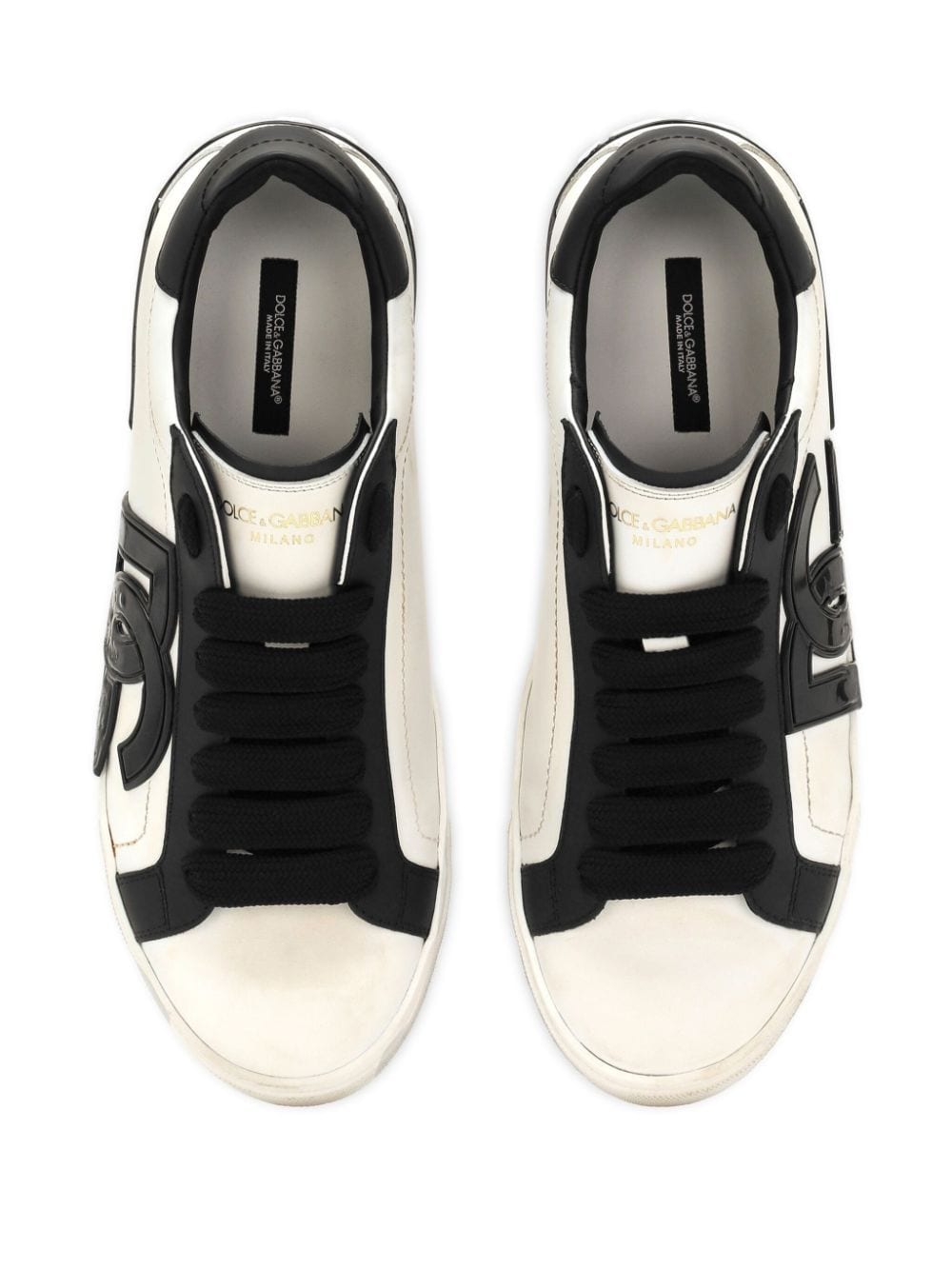 DOLCE & GABBANA Men's Portofino Leather Sneakers in White for SS24