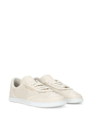 DOLCE & GABBANA Lace-Up Cream Goatskin Sneakers for Men