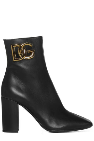 DOLCE & GABBANA Sleek Black Leather Ankle Boots for Women