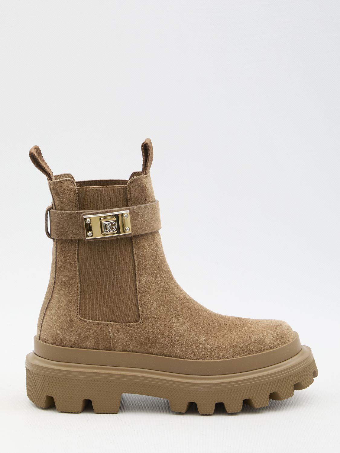 DOLCE & GABBANA Solid Beige Ankle Boots for Women