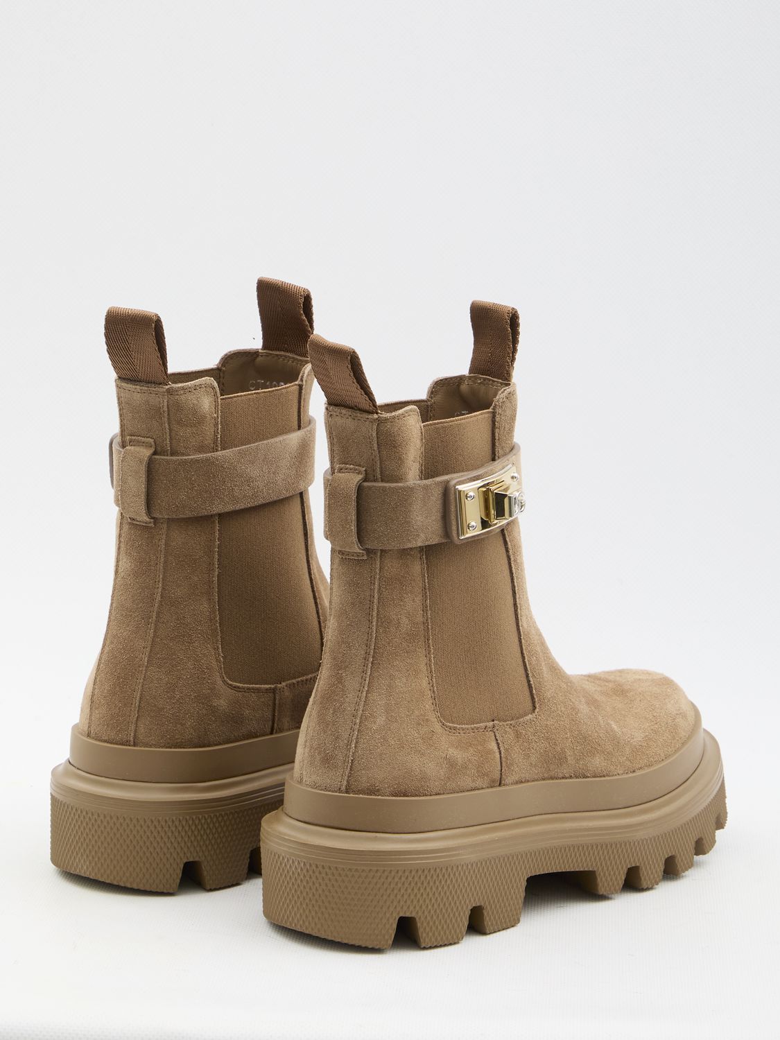 DOLCE & GABBANA Solid Beige Ankle Boots for Women