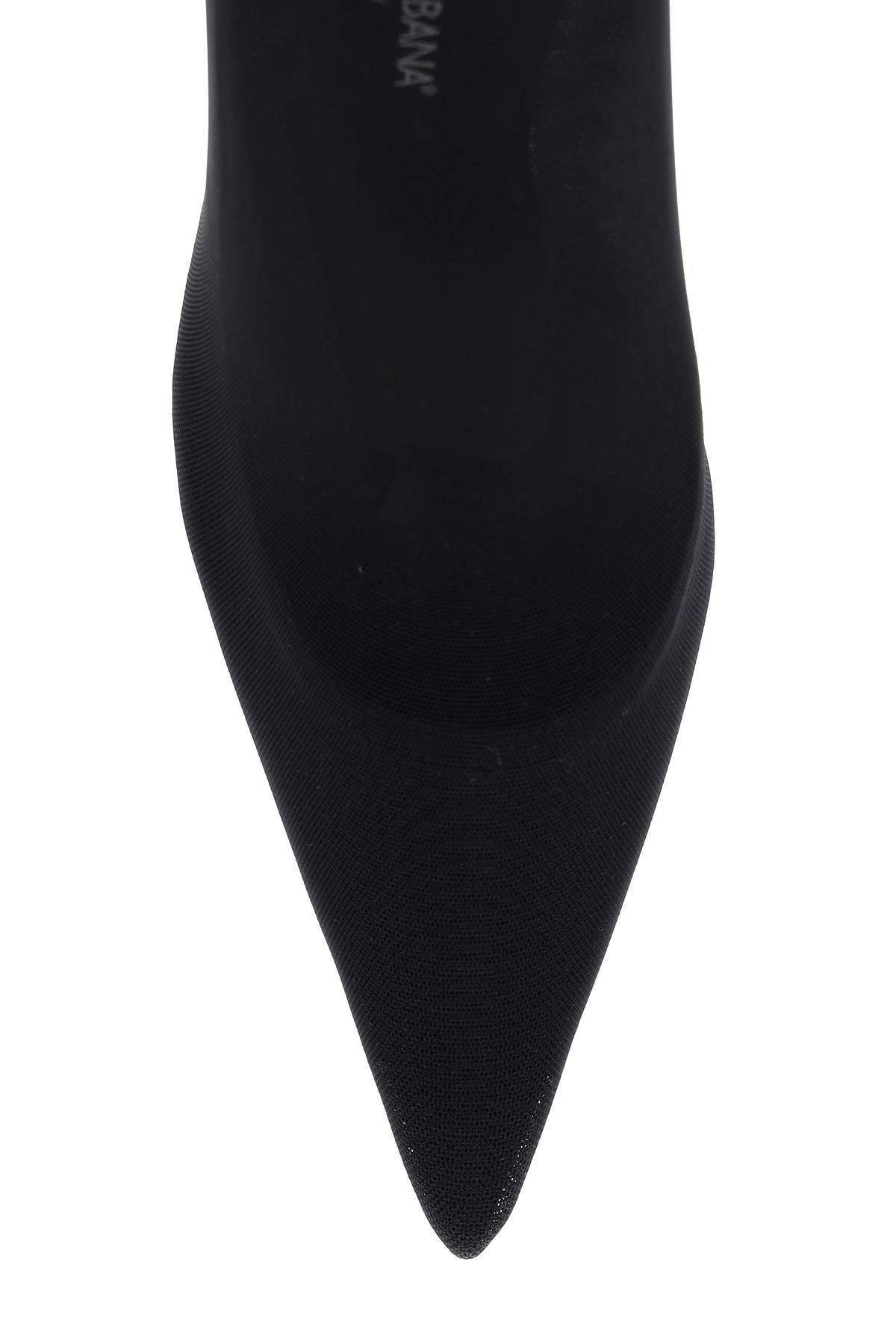 DOLCE & GABBANA Stretch Tulle Thigh-High Boots for Women - Black