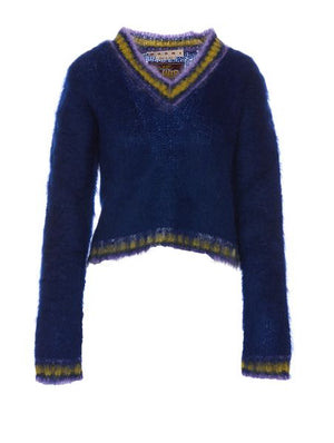 MARNI Royal Blue Mohair Blend Jumper with Long Sleeves - FW23