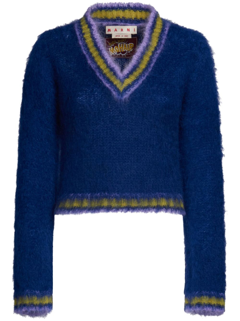 Bicolor Knitted Pullover for Women in Royal by MARNI