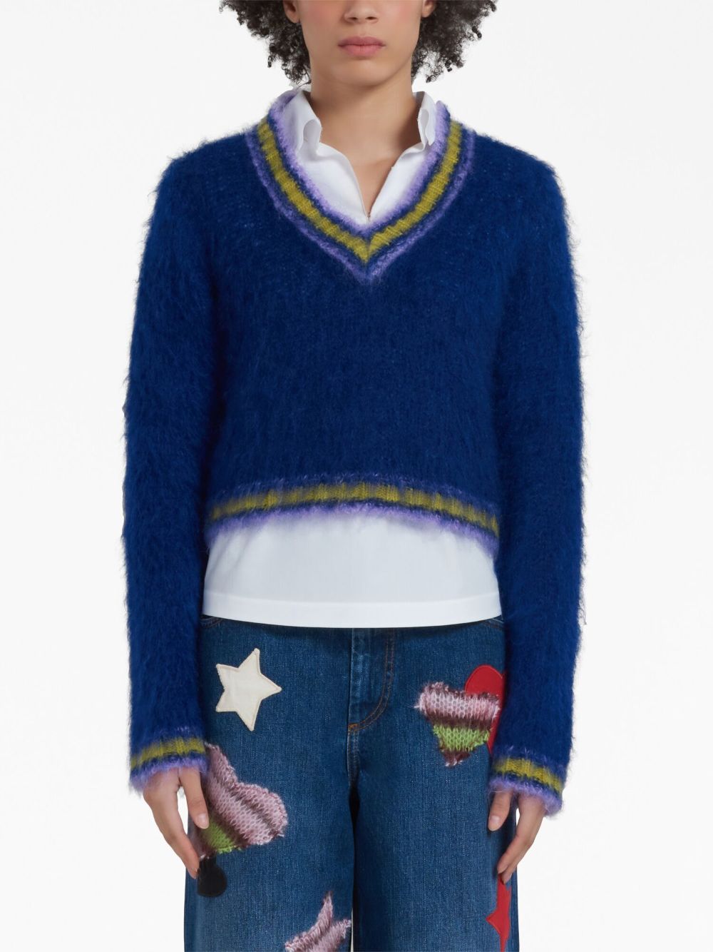 Bicolor Knitted Pullover for Women in Royal by MARNI